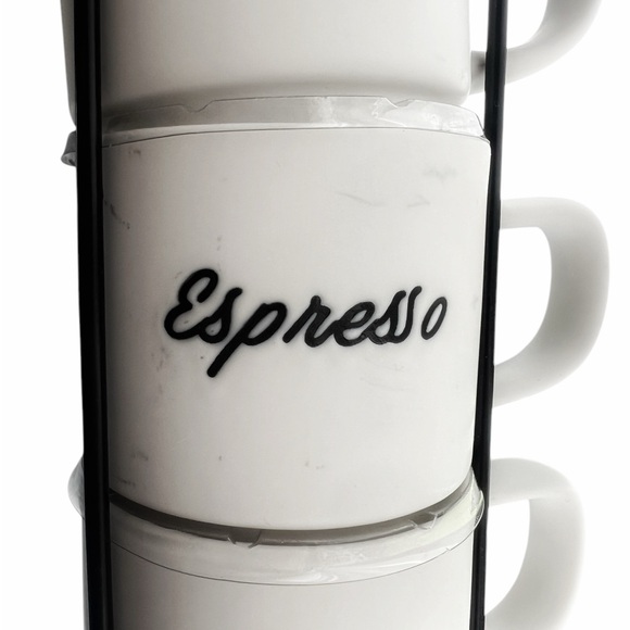 NWT MATTE WHITE CERAMIC Stackable Espresso Mugs Set - Picture 5 of 6